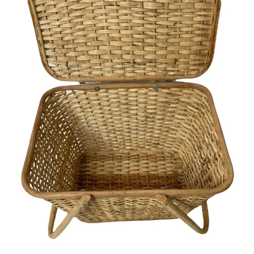 Vintage Picnic Basket Hand Woven Romantic Decor Large Hand Crafted High Quality